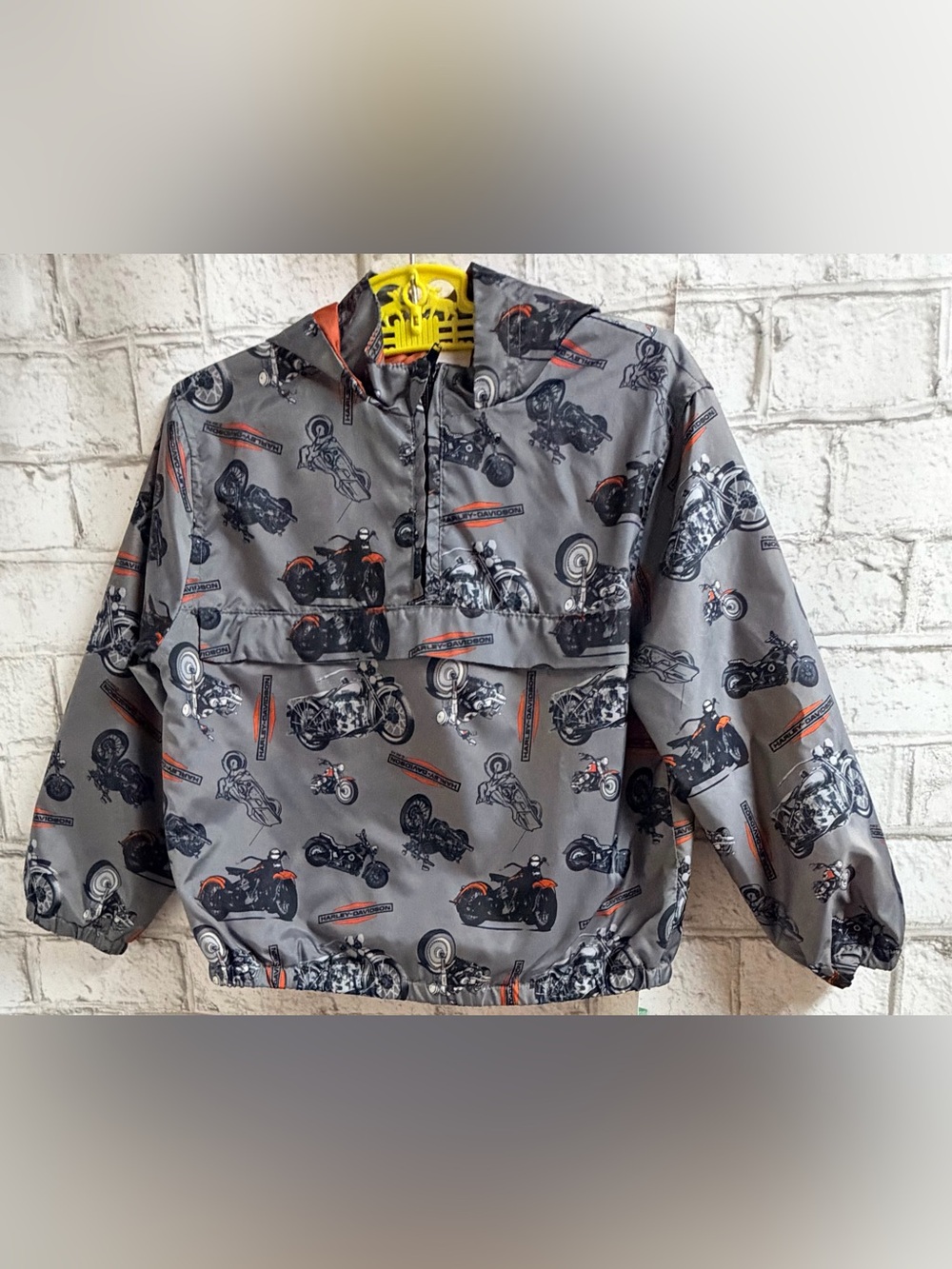 Boys Harley-Davidson 1/4-Zip Motorcycle Printed Hooded Windbreaker